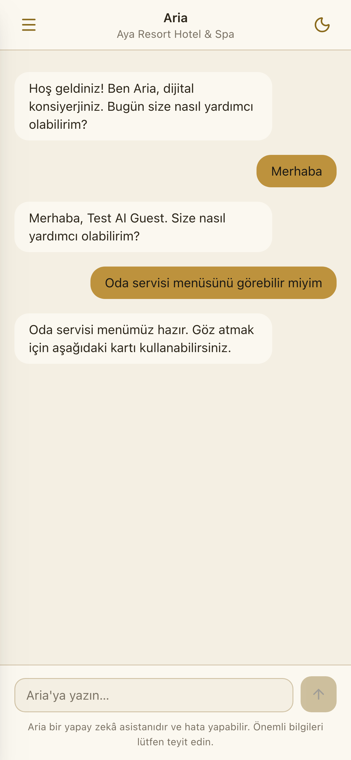 Otelinizi ezbere bilir.